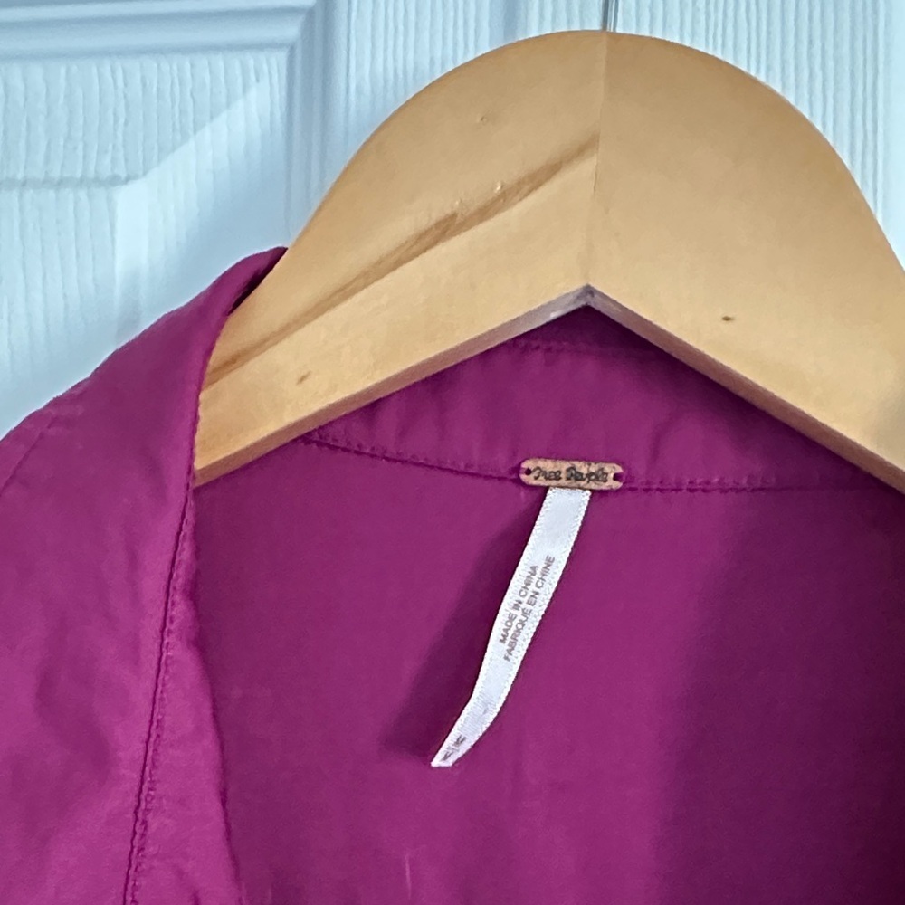 Free People Sheer Magenta Button-Up Blouse - Picture 5 of 11